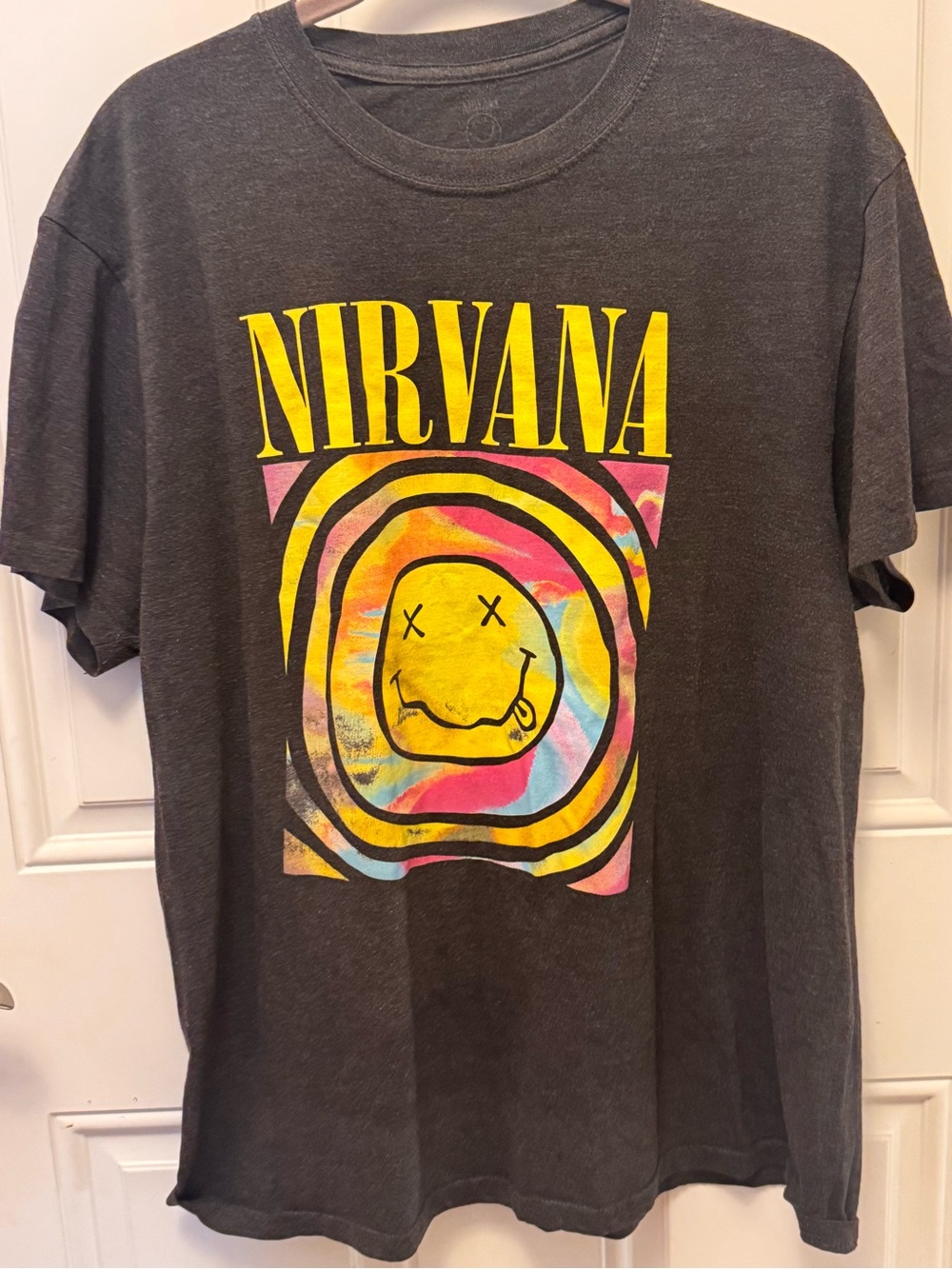 NIRVANA Charcoal Crewneck Tee with Faded Print
